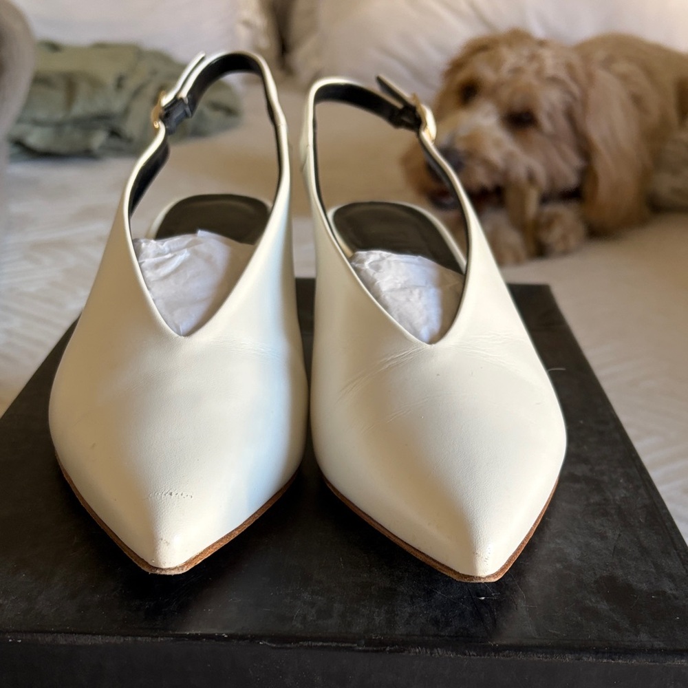 Tibi Lía Calf bright white sling backs size 38.5